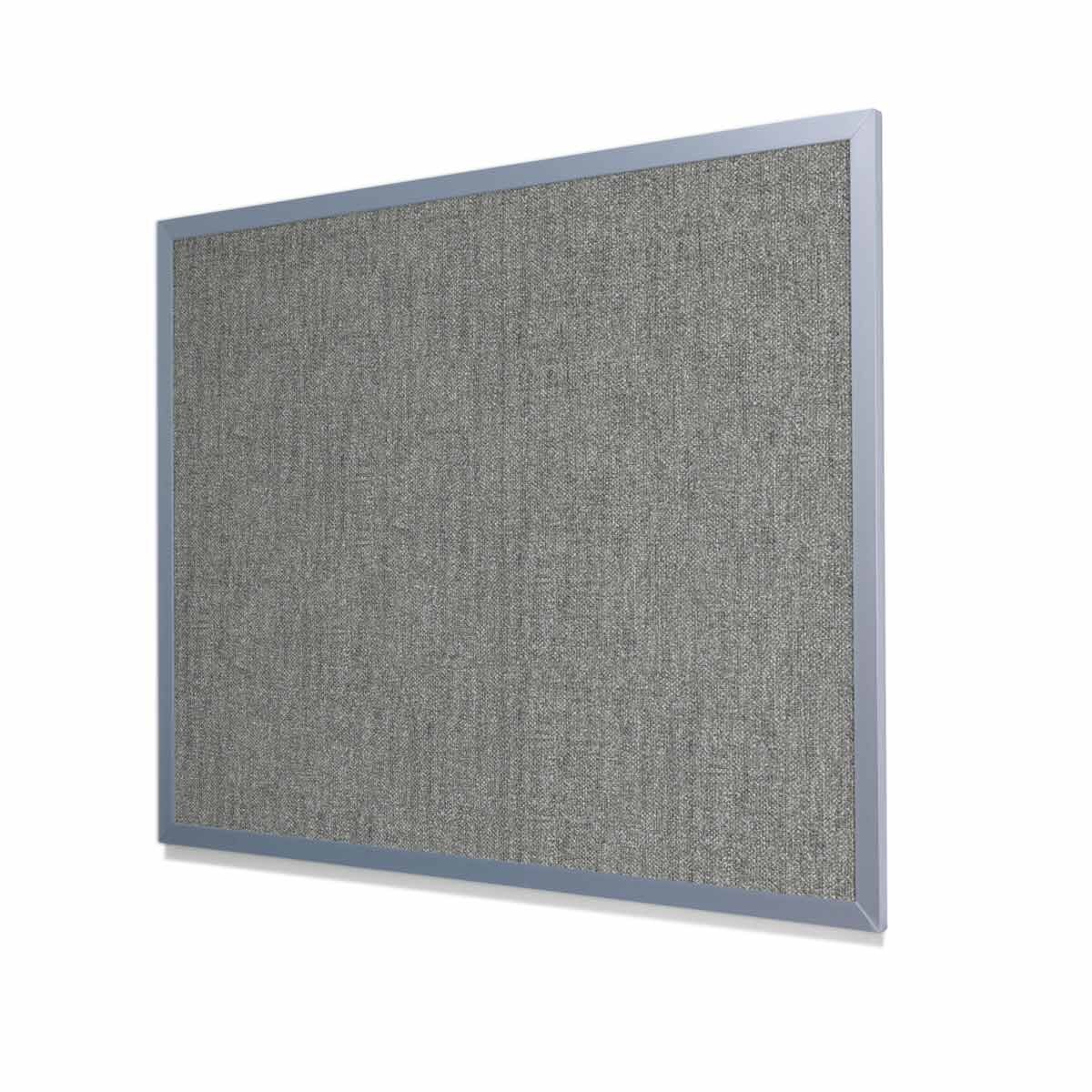 Type II Woven Vinyl Koroseal Linden II Smoke Cork Board with Light Aluminum Frame